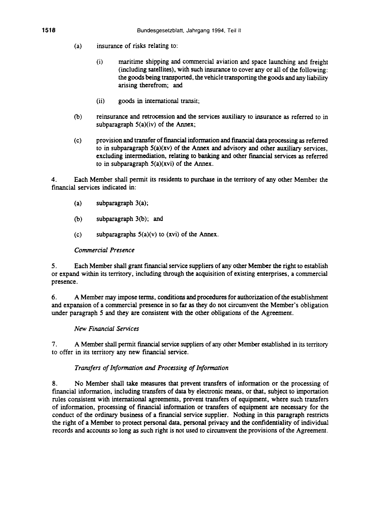 BGBl. 1994, Seite 1518 — Originalseite als Abbildung