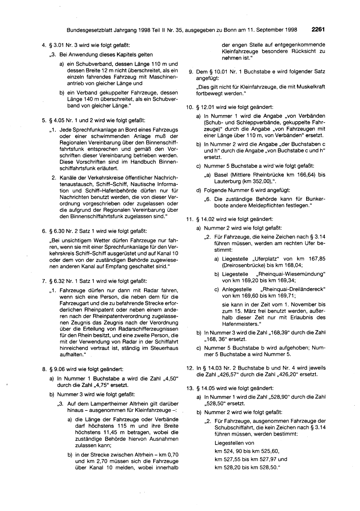 BGBl. 1998, Seite 2261 — Originalseite als Abbildung