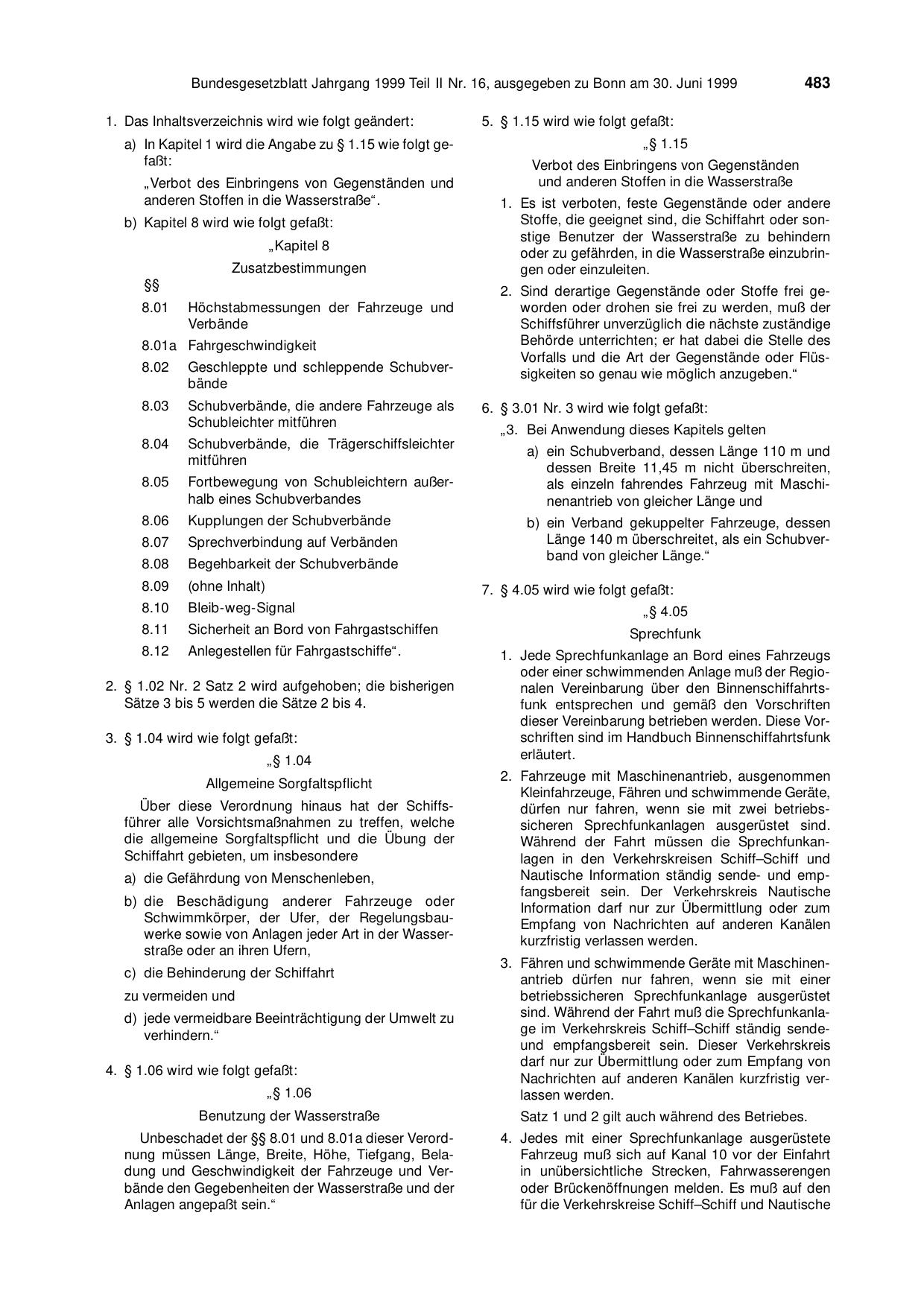 BGBl. 1999, Seite 483 — Originalseite als Abbildung