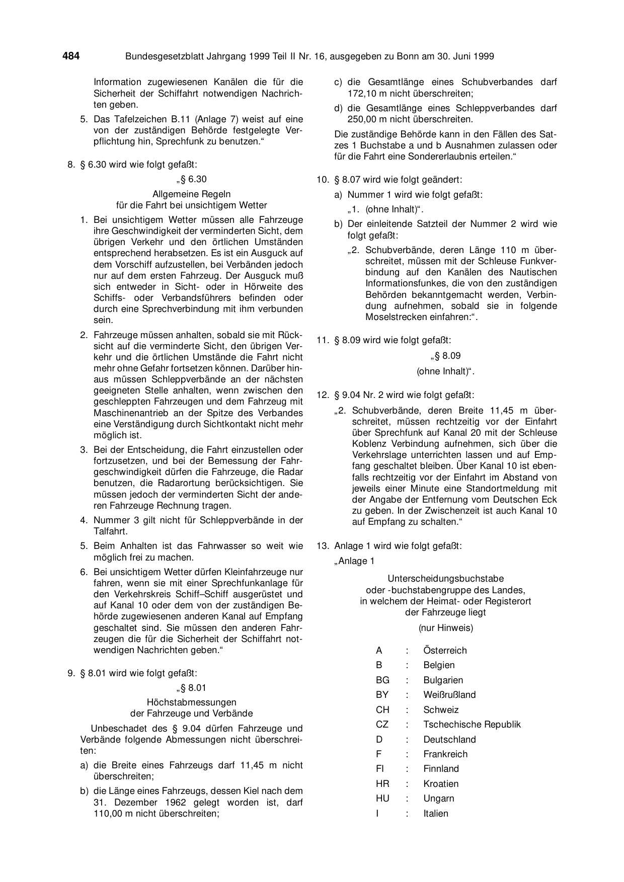 BGBl. 1999, Seite 484 — Originalseite als Abbildung