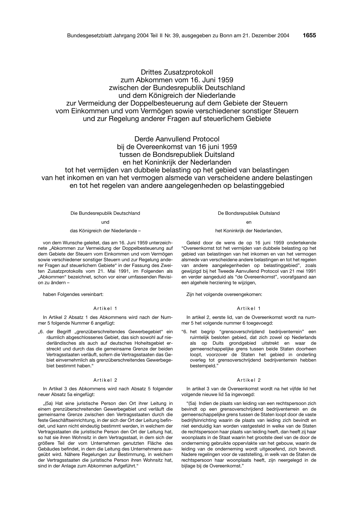 BGBl. 2004, Seite 1655 — Originalseite als Abbildung