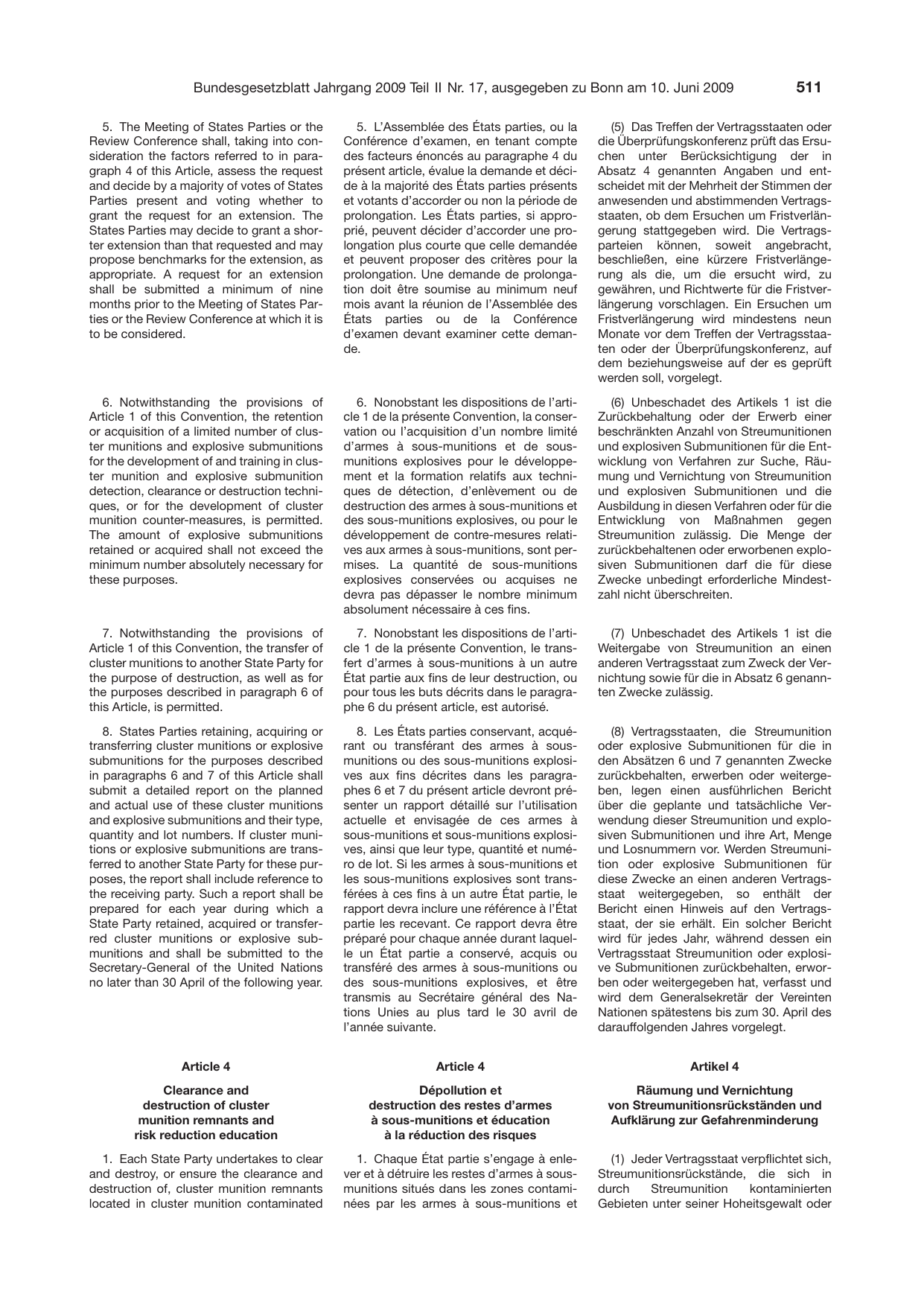 BGBl. 2009, Seite 511 — Originalseite als Abbildung