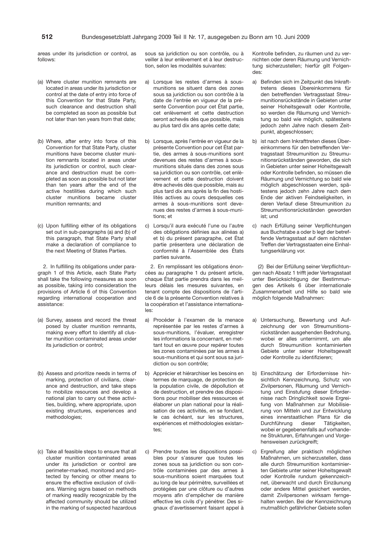BGBl. 2009, Seite 512 — Originalseite als Abbildung