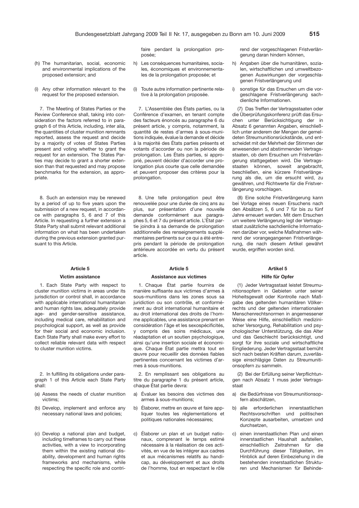 BGBl. 2009, Seite 515 — Originalseite als Abbildung