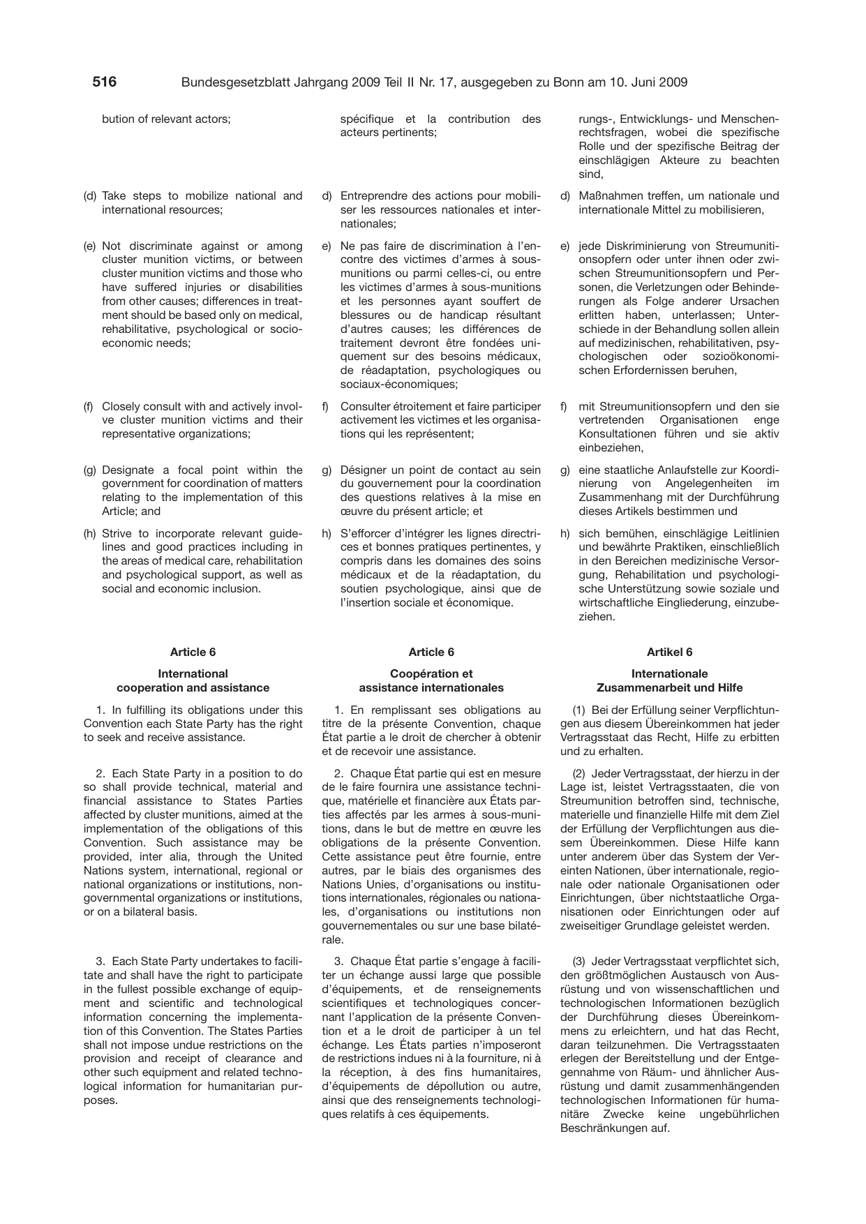 BGBl. 2009, Seite 516 — Originalseite als Abbildung