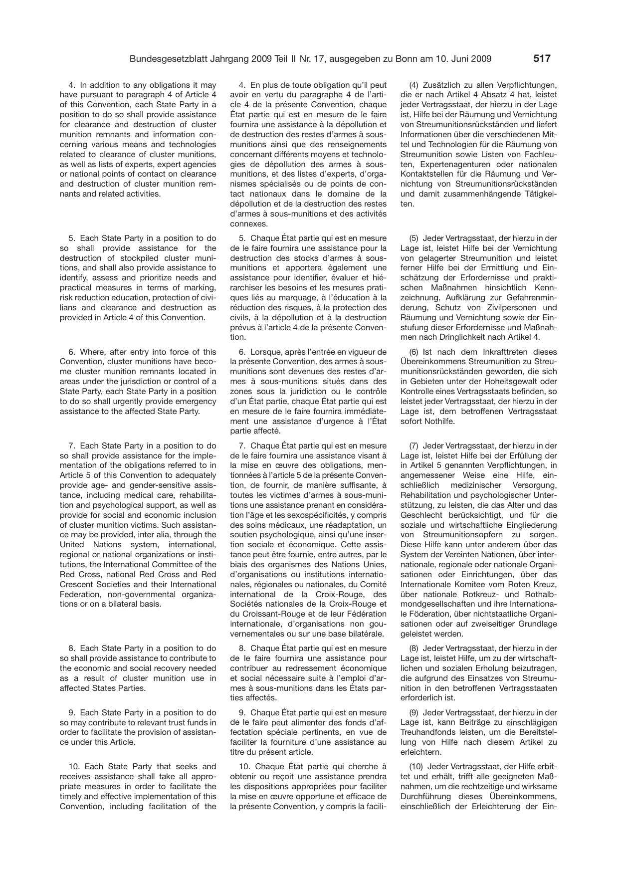BGBl. 2009, Seite 517 — Originalseite als Abbildung