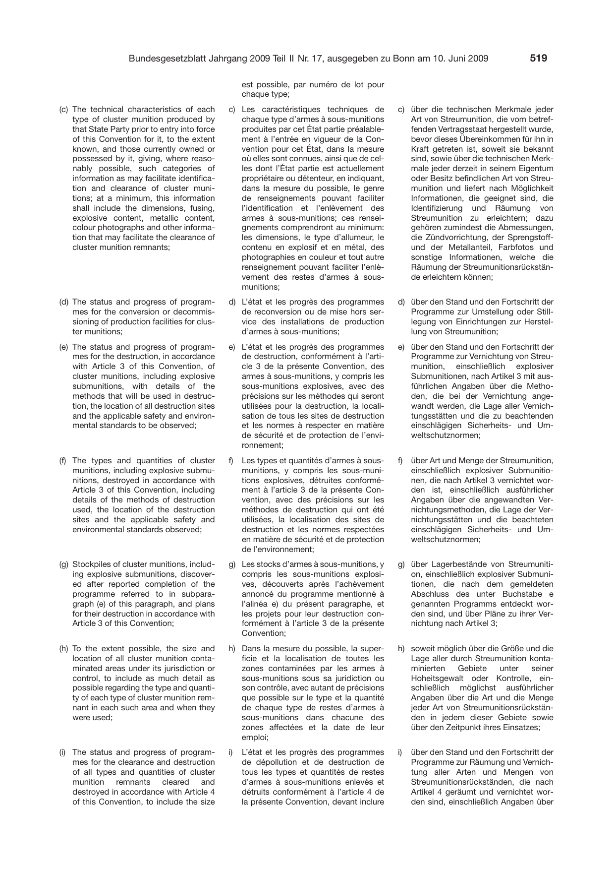 BGBl. 2009, Seite 519 — Originalseite als Abbildung