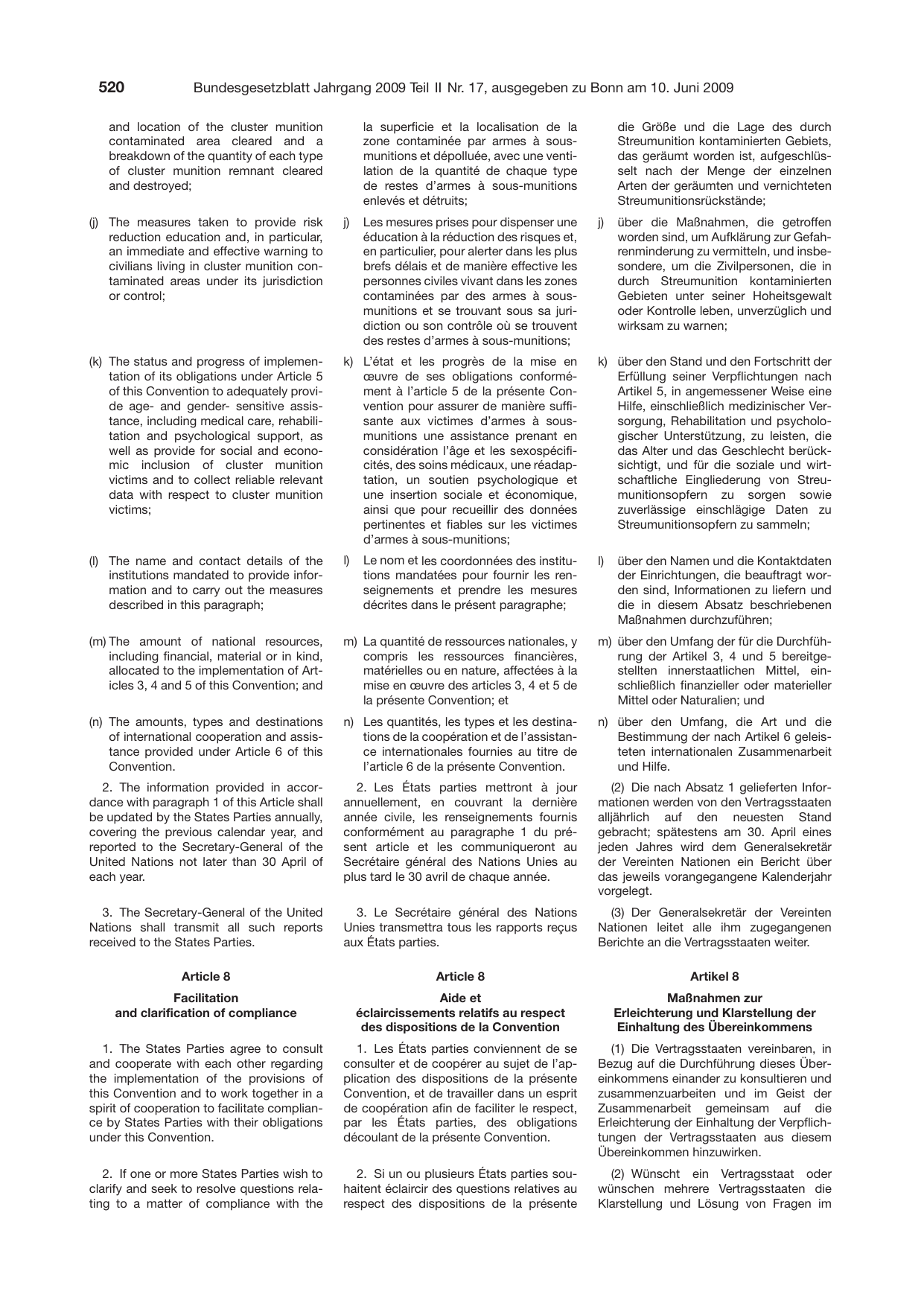 BGBl. 2009, Seite 520 — Originalseite als Abbildung