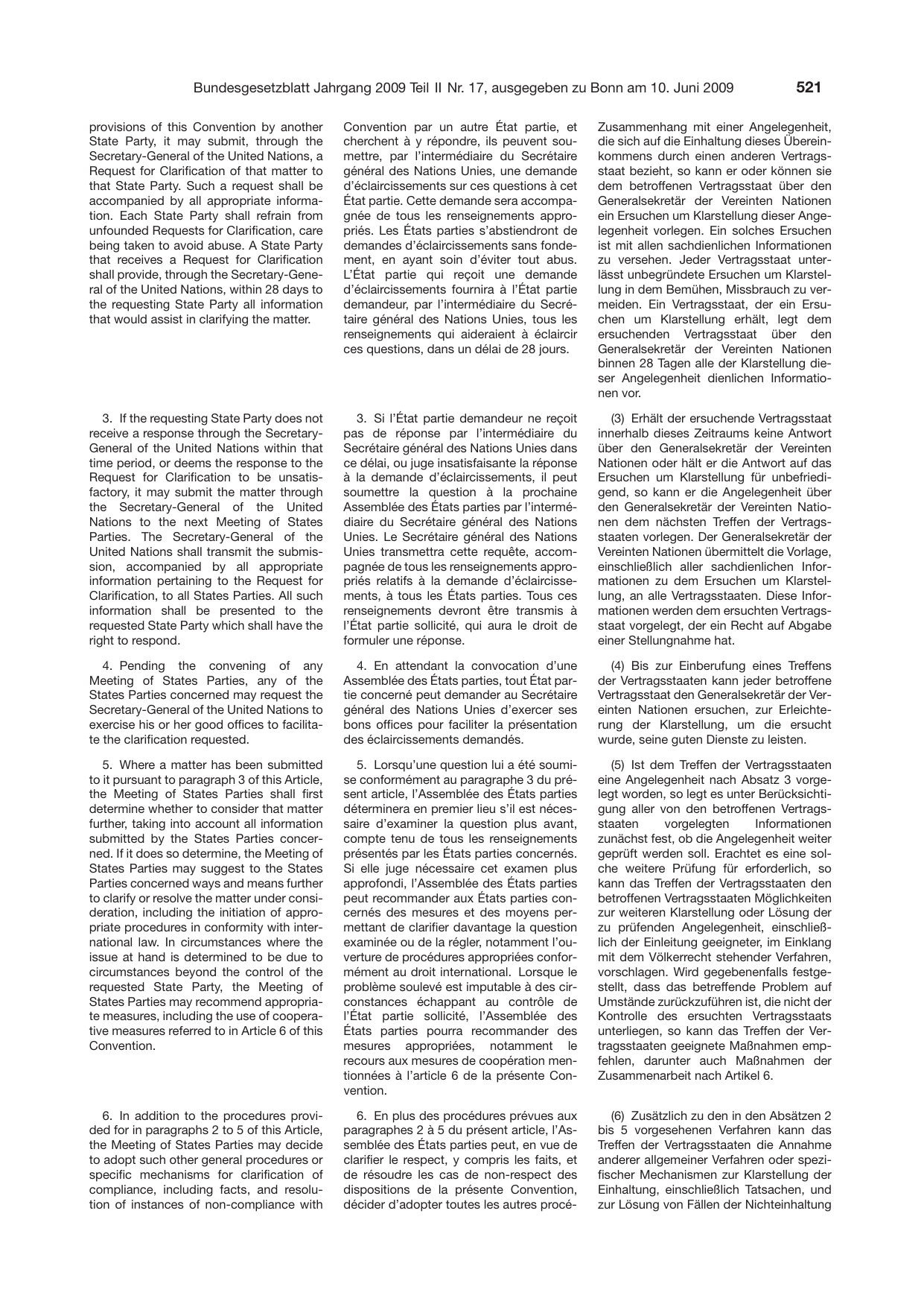 BGBl. 2009, Seite 521 — Originalseite als Abbildung