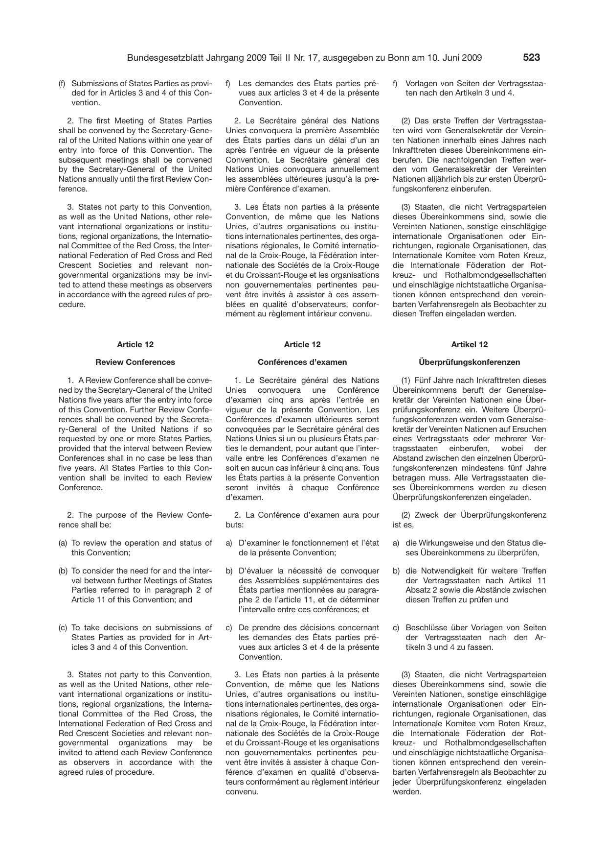 BGBl. 2009, Seite 523 — Originalseite als Abbildung