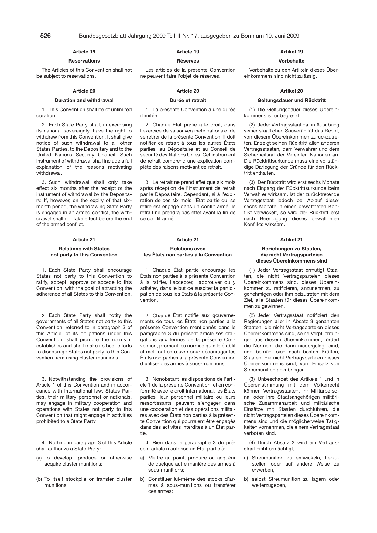 BGBl. 2009, Seite 526 — Originalseite als Abbildung