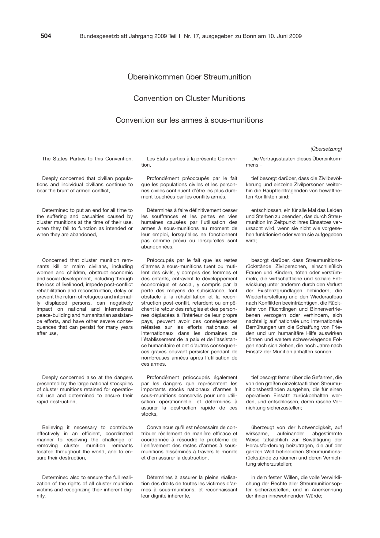 BGBl. 2009, Seite 504 — Originalseite als Abbildung