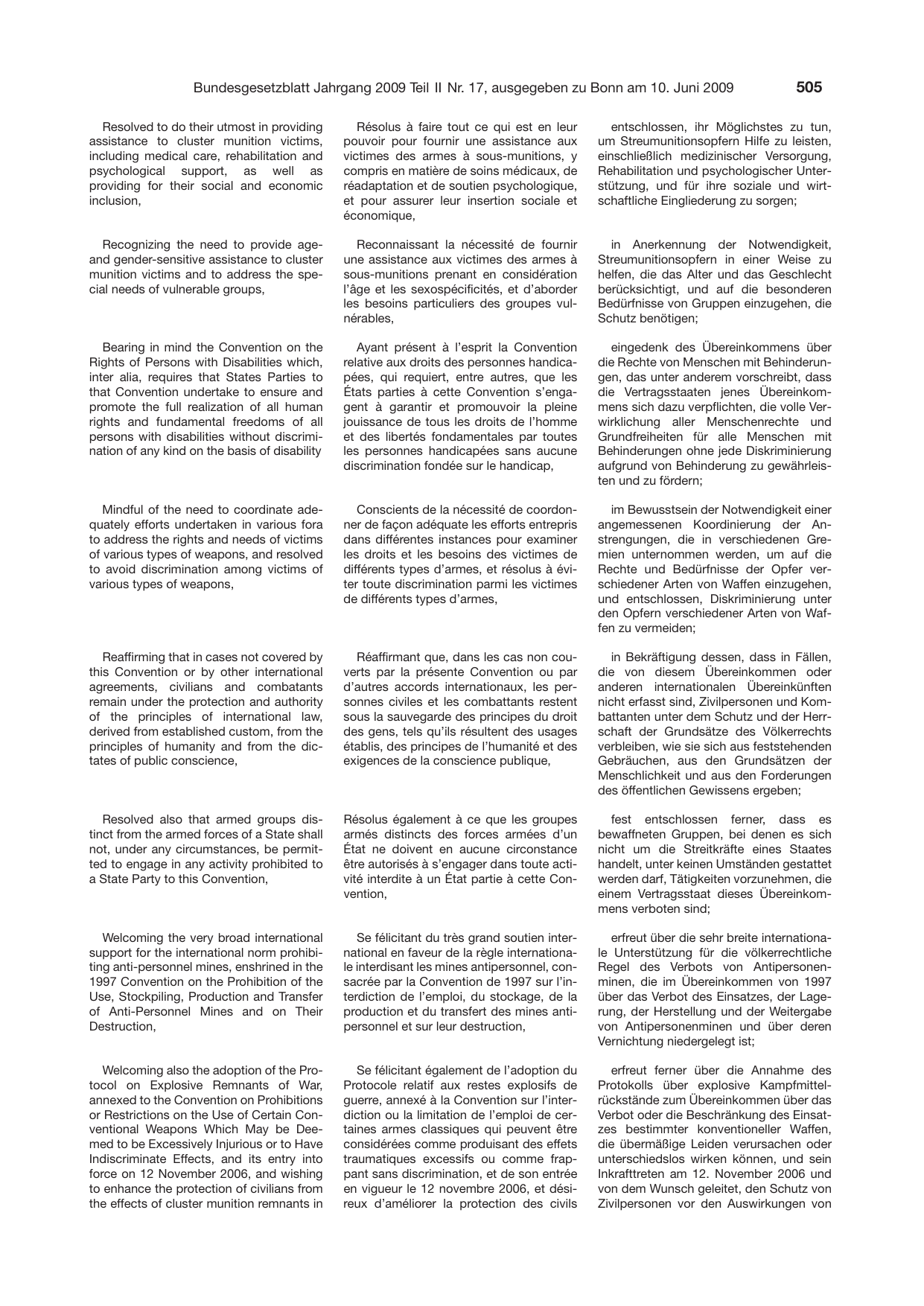 BGBl. 2009, Seite 505 — Originalseite als Abbildung