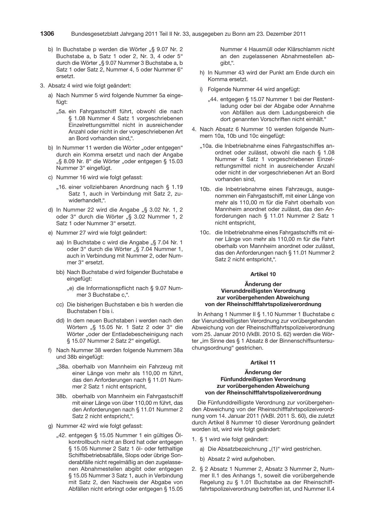 BGBl. 2011, Seite 1306 — Originalseite als Abbildung