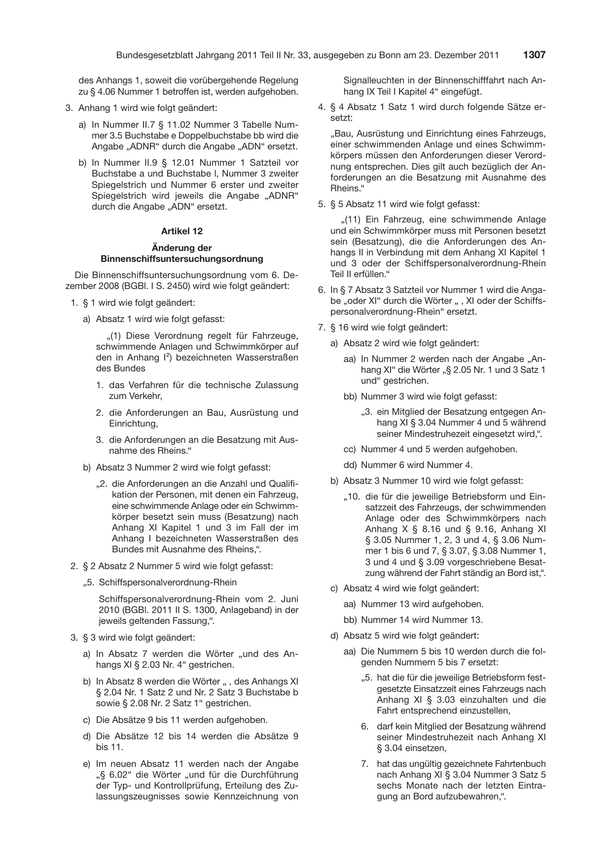 BGBl. 2011, Seite 1307 — Originalseite als Abbildung