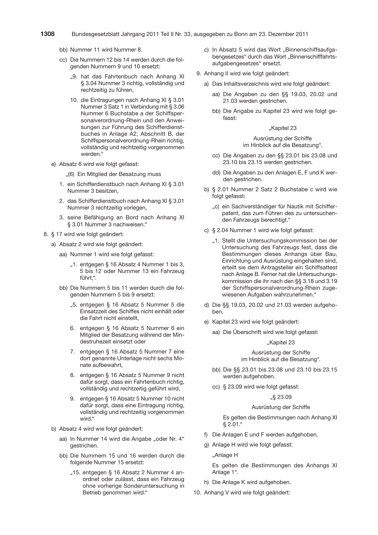 BGBl. 2011, Seite 1308 — Originalseite als Abbildung