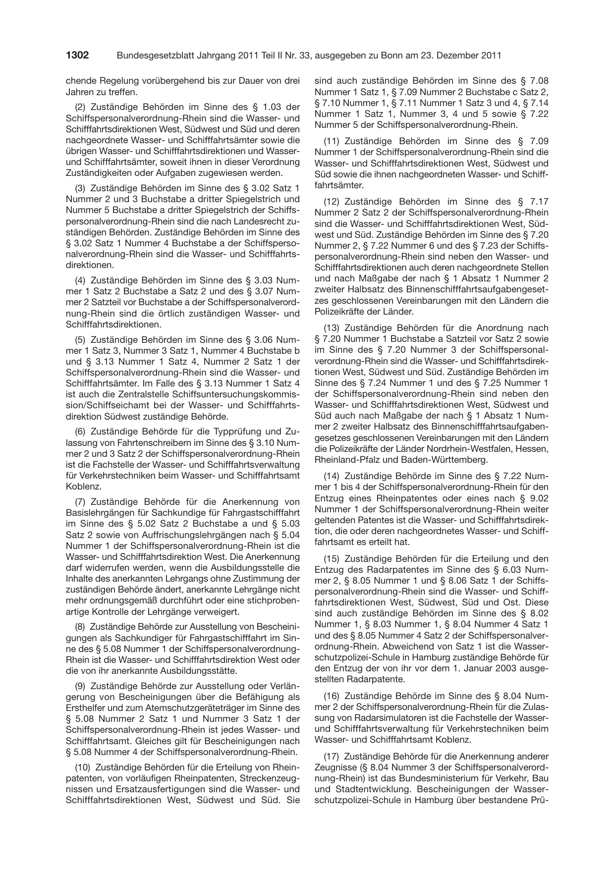 BGBl. 2011, Seite 1302 — Originalseite als Abbildung