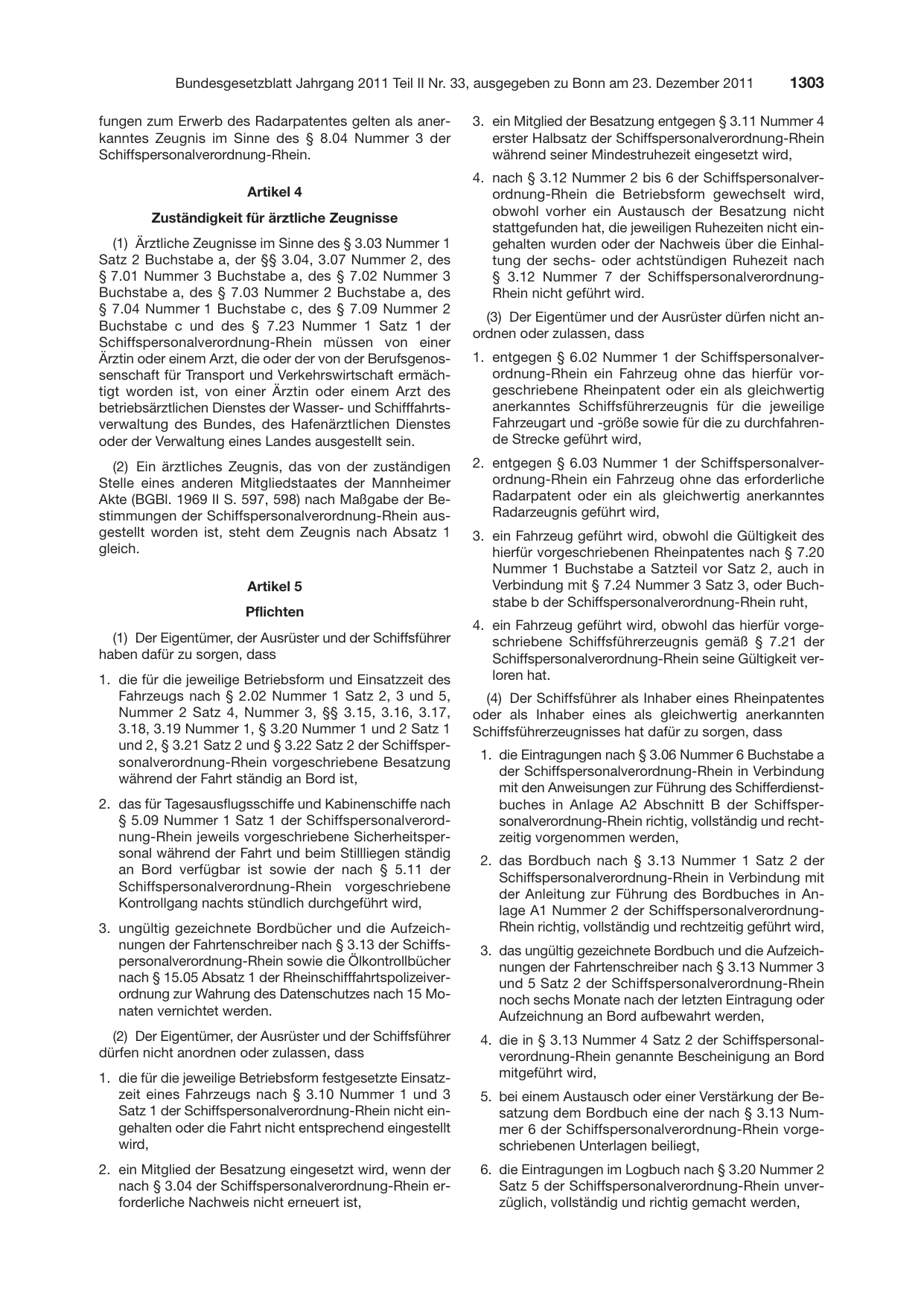 BGBl. 2011, Seite 1303 — Originalseite als Abbildung