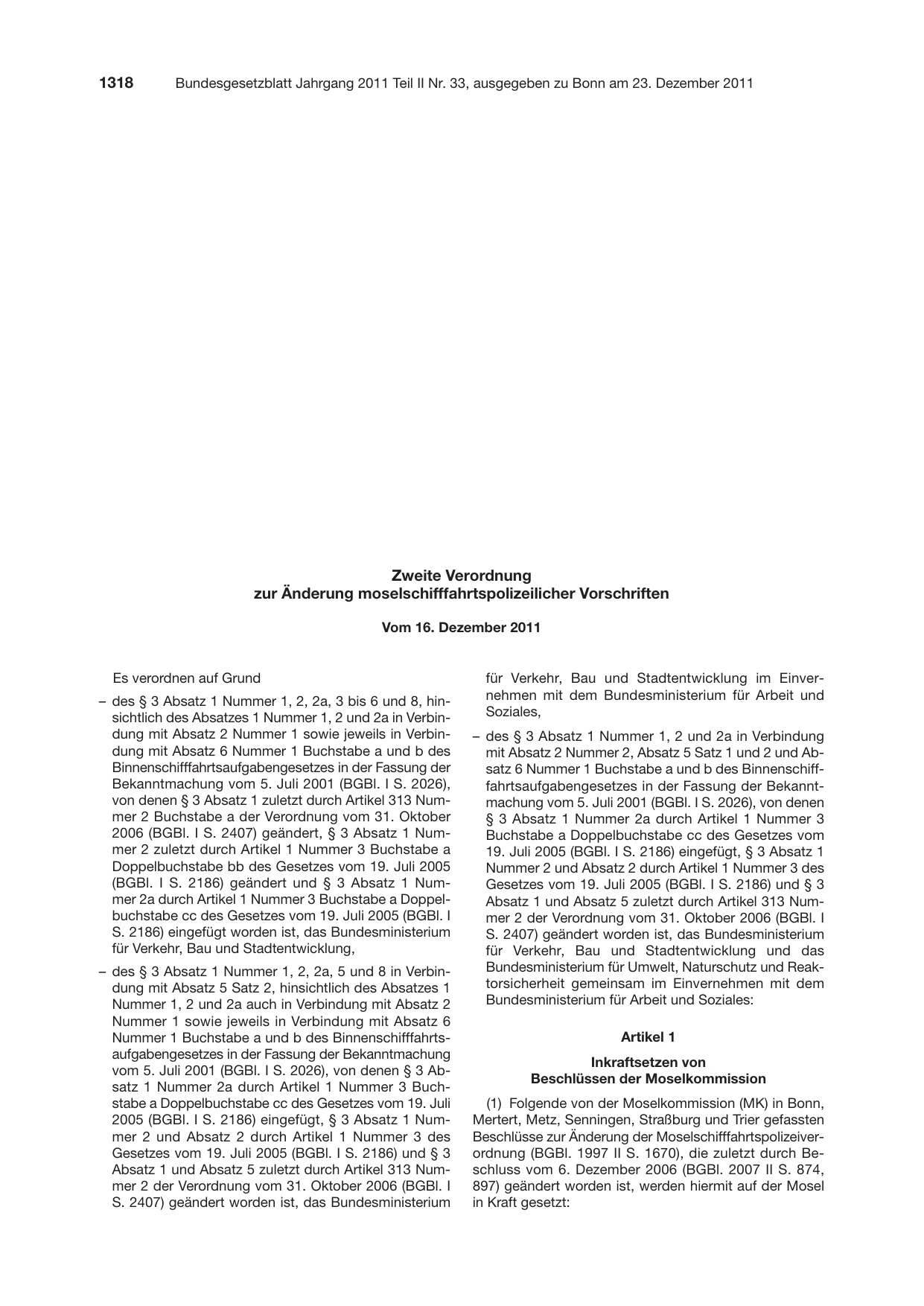 BGBl. 2011, Seite 1318 — Originalseite als Abbildung