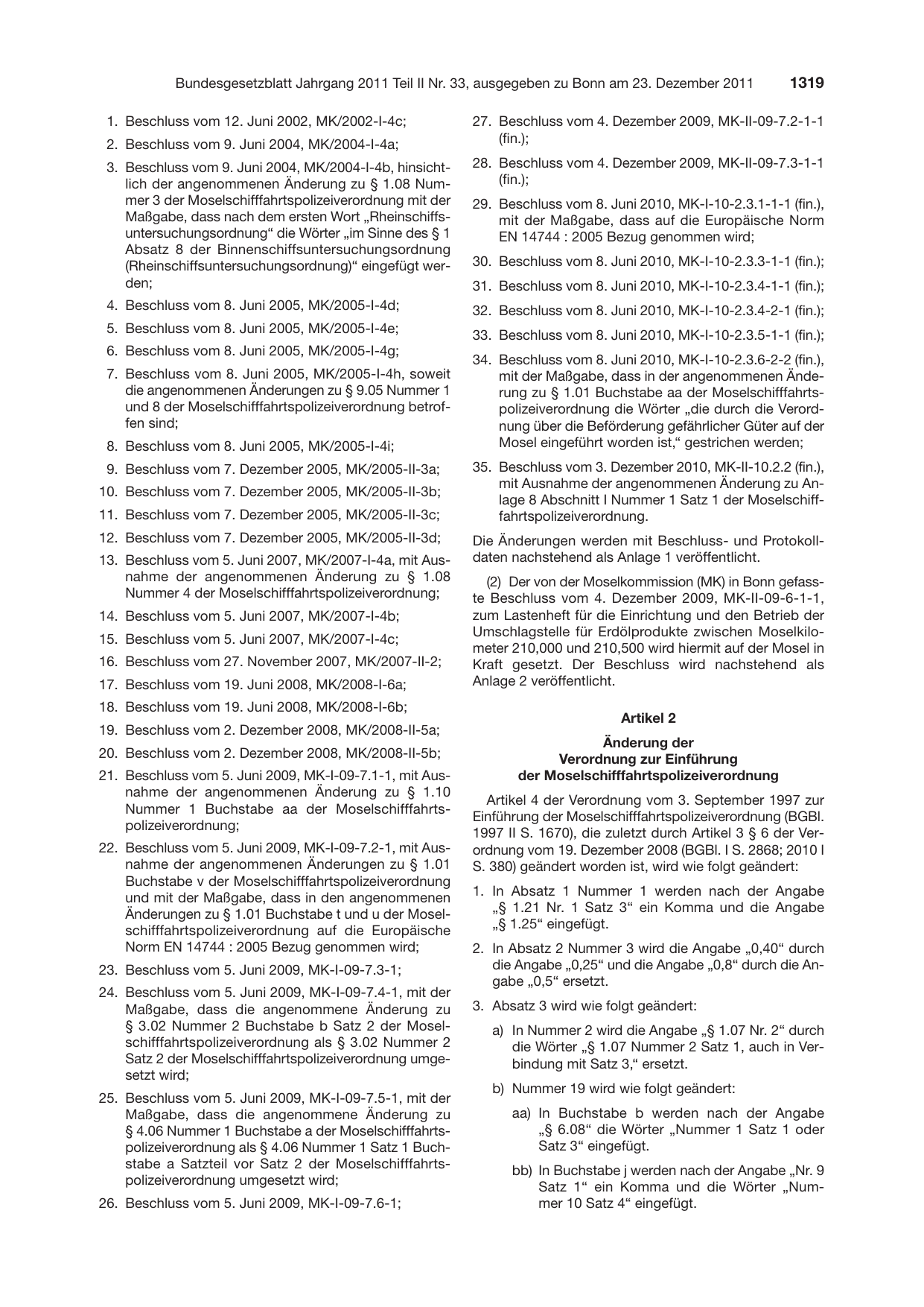 BGBl. 2011, Seite 1319 — Originalseite als Abbildung