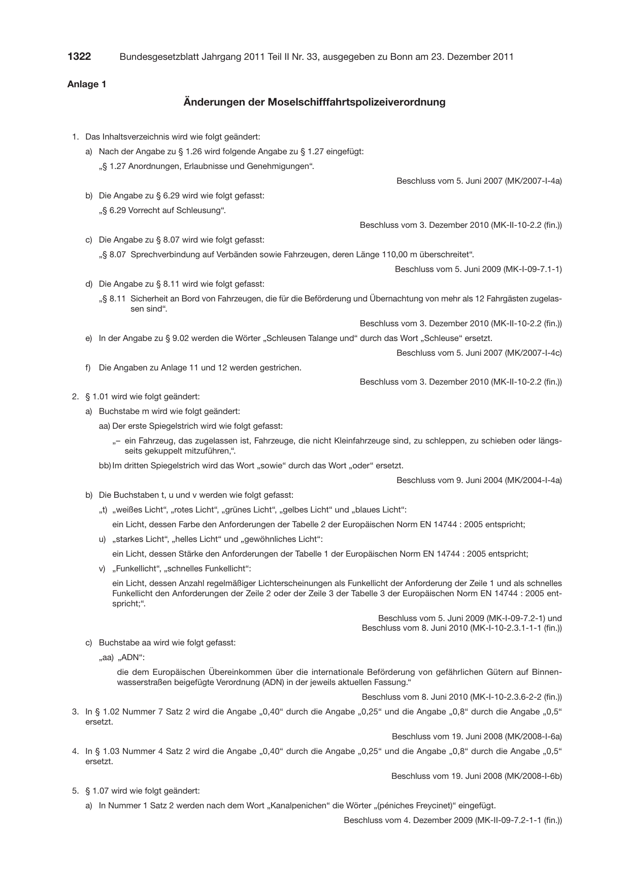 BGBl. 2011, Seite 1322 — Originalseite als Abbildung