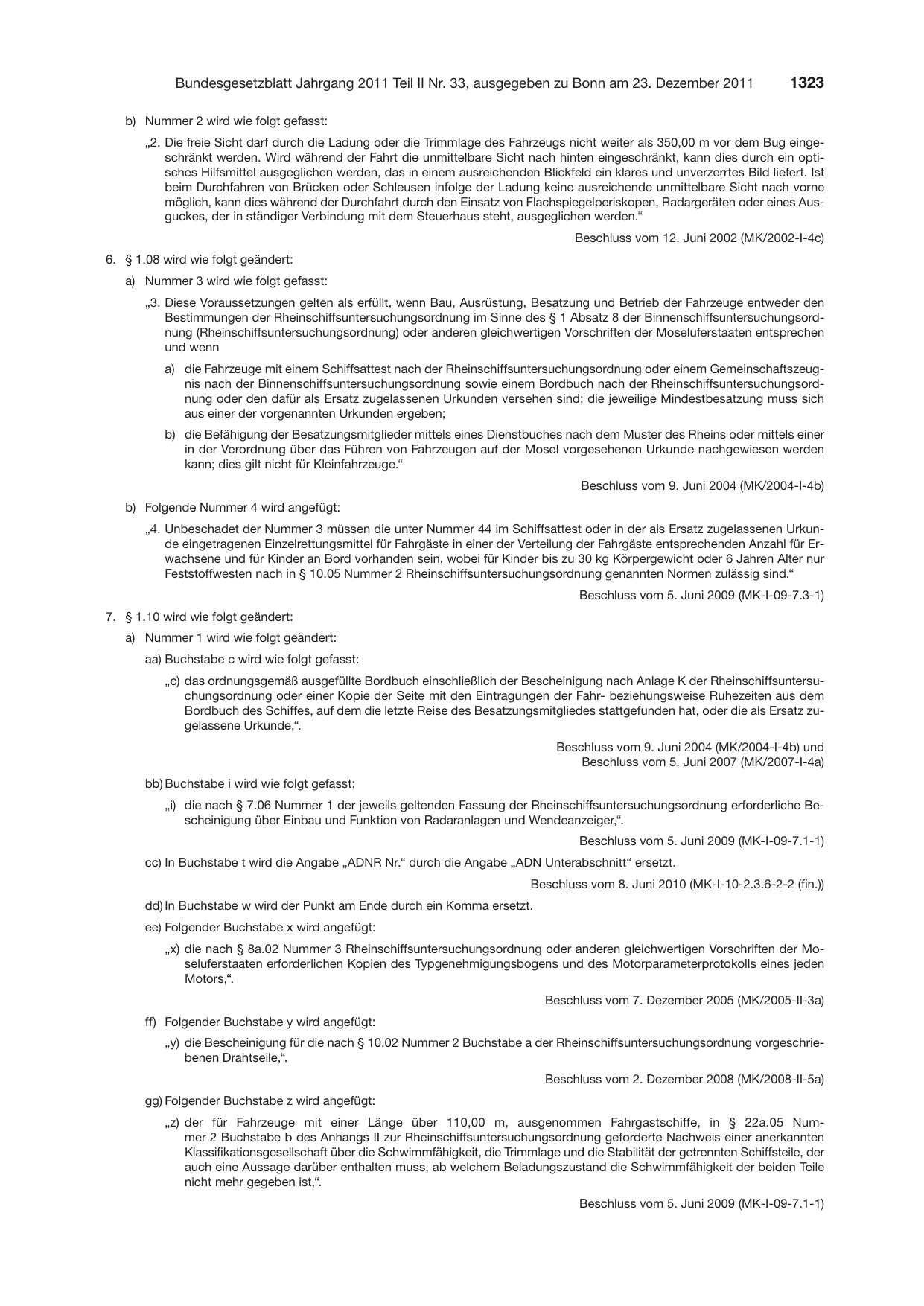 BGBl. 2011, Seite 1323 — Originalseite als Abbildung