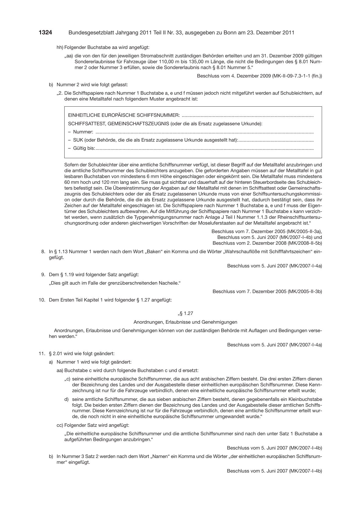 BGBl. 2011, Seite 1324 — Originalseite als Abbildung