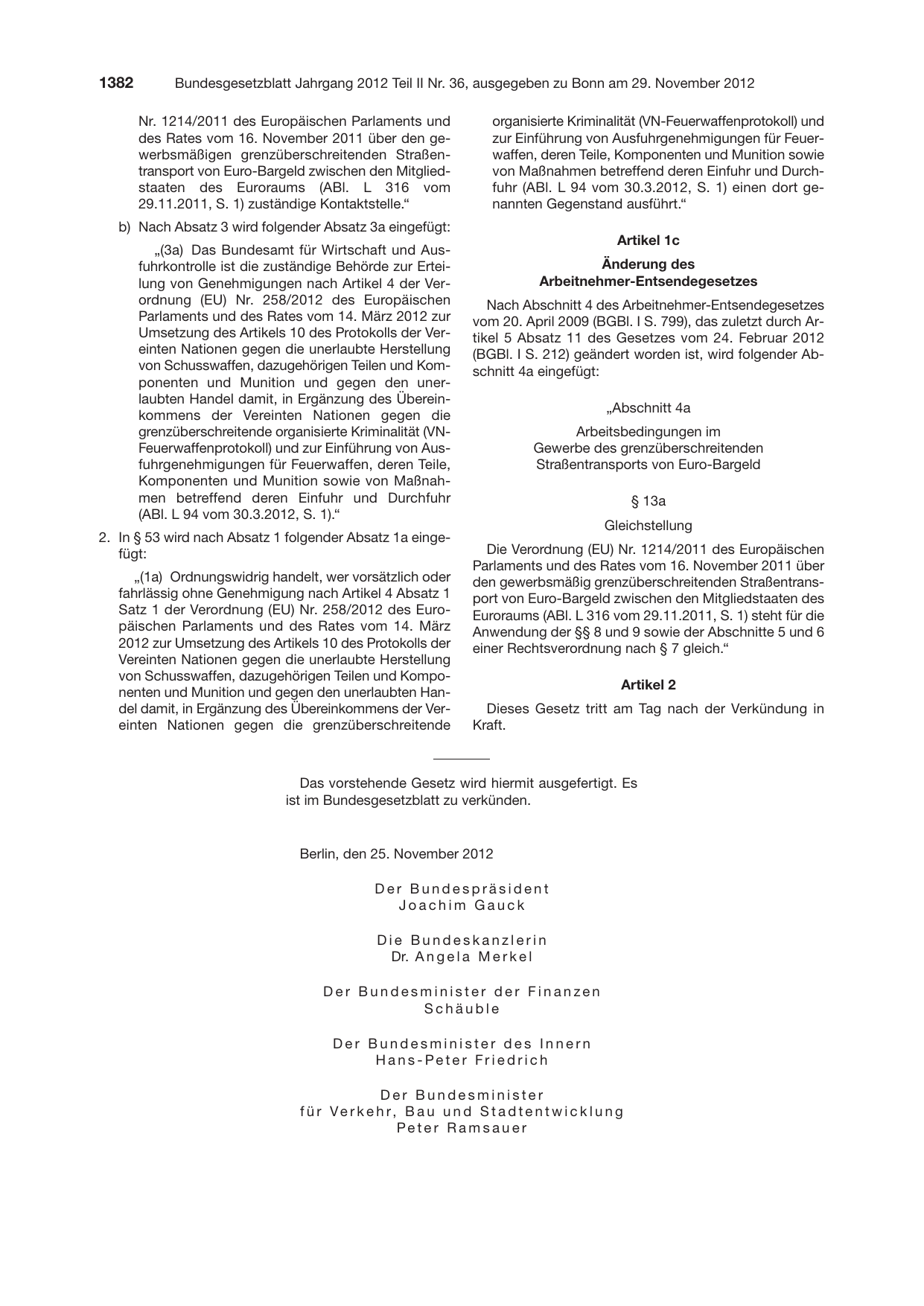 BGBl. 2012, Seite 1382 — Originalseite als Abbildung