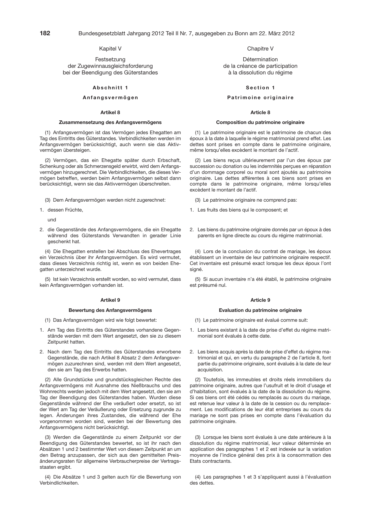 BGBl. 2012, Seite 182 — Originalseite als Abbildung