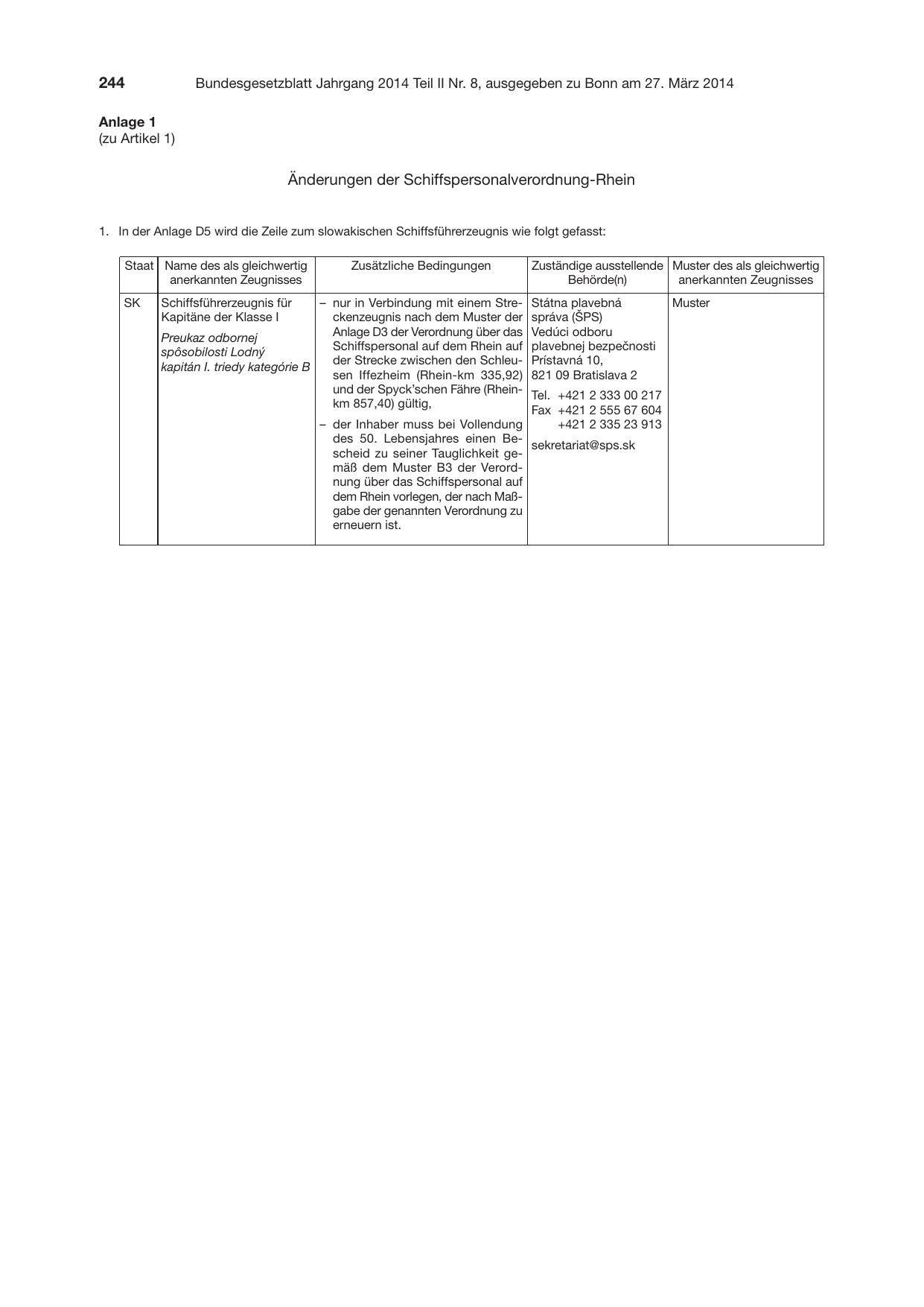 BGBl. 2014, Seite 244 — Originalseite als Abbildung