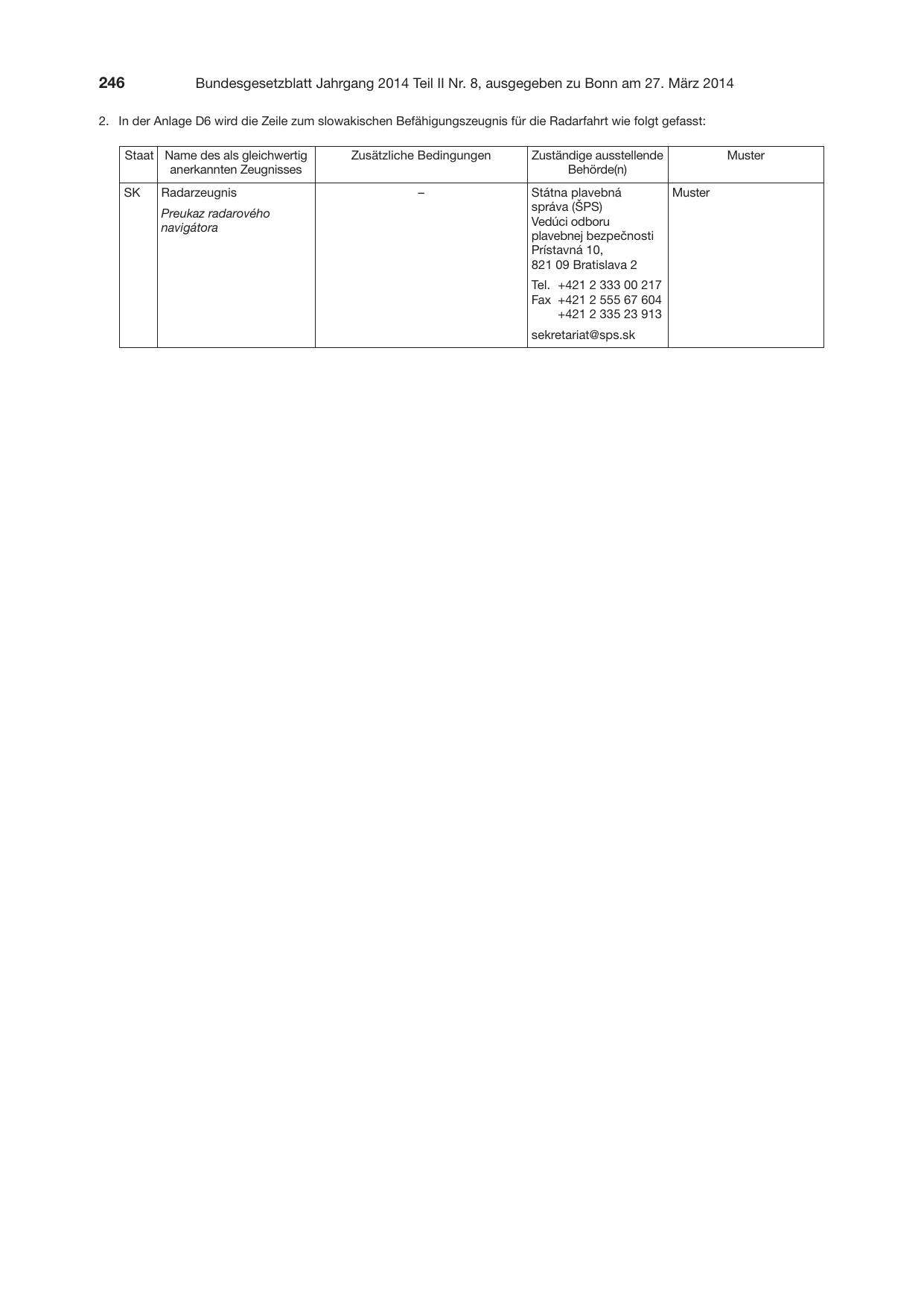 BGBl. 2014, Seite 246 — Originalseite als Abbildung