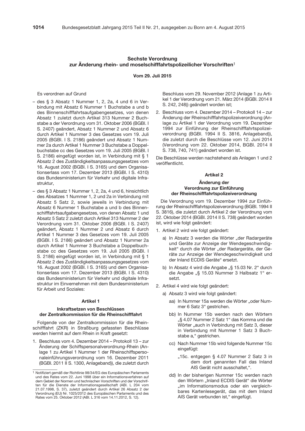 BGBl. 2015, Seite 1014 — Originalseite als Abbildung