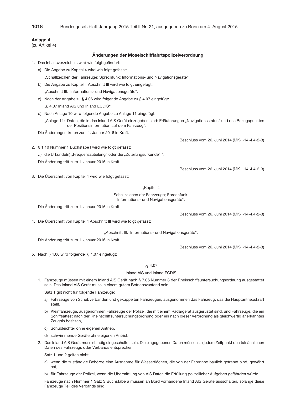 BGBl. 2015, Seite 1018 — Originalseite als Abbildung