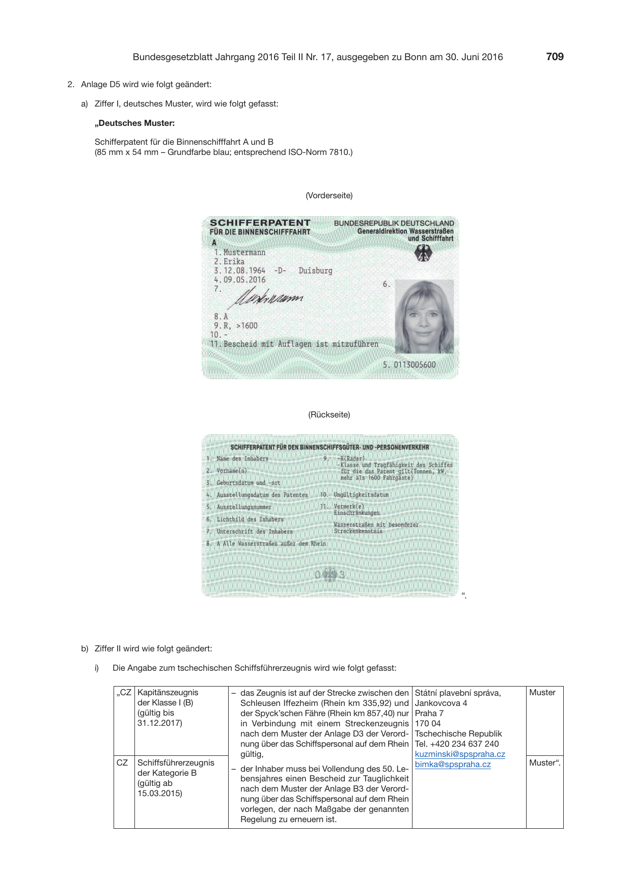 BGBl. 2016, Seite 709 — Originalseite als Abbildung