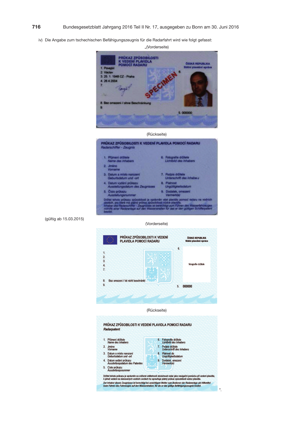 BGBl. 2016, Seite 716 — Originalseite als Abbildung