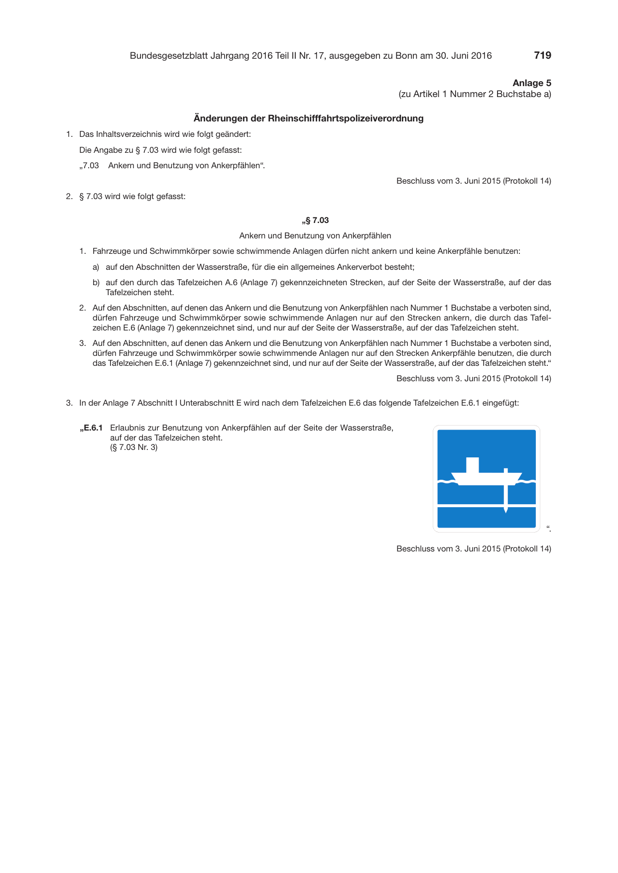 BGBl. 2016, Seite 719 — Originalseite als Abbildung