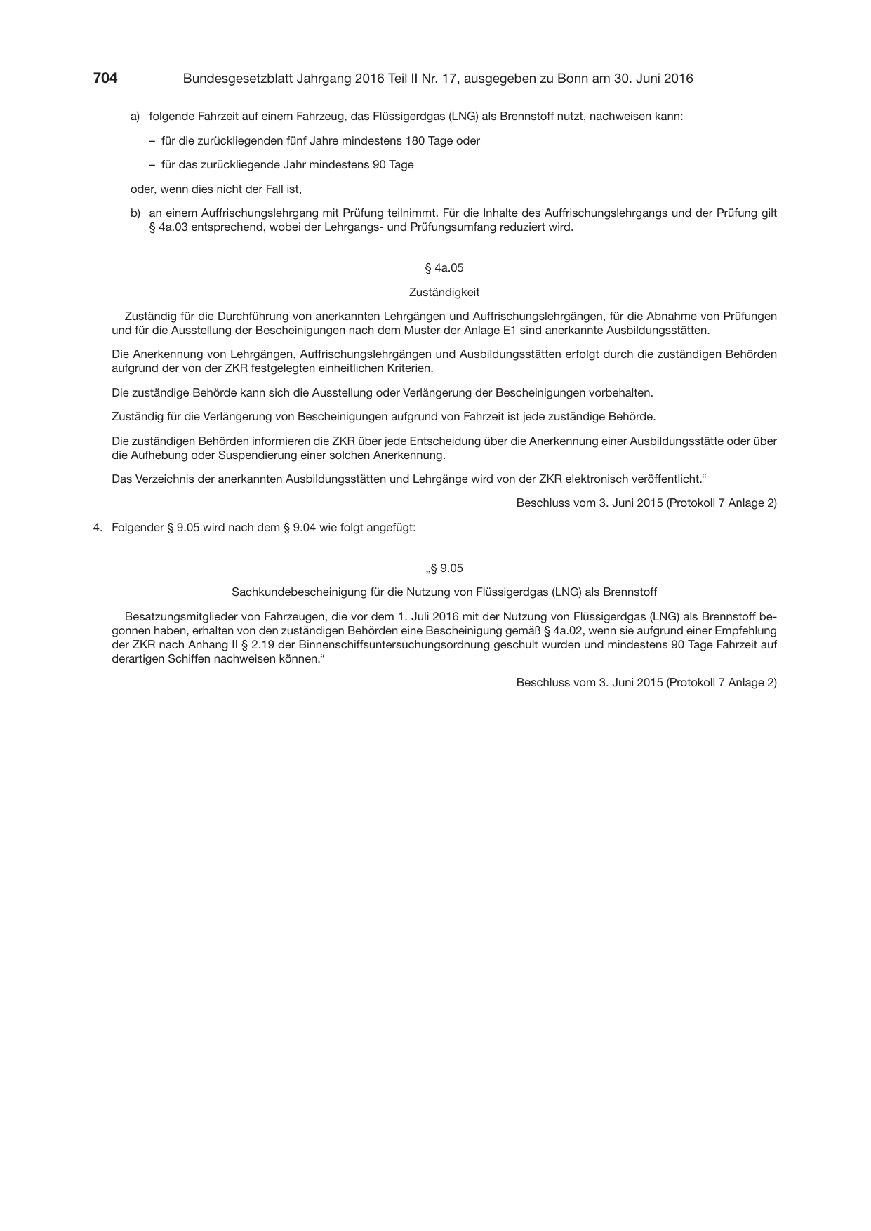 BGBl. 2016, Seite 704 — Originalseite als Abbildung
