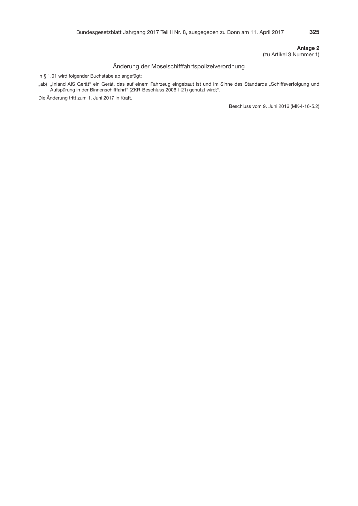BGBl. 2017, Seite 325 — Originalseite als Abbildung