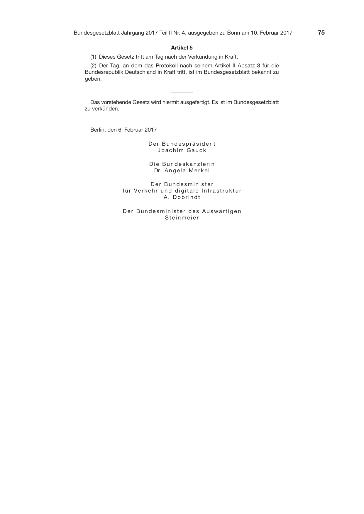 BGBl. 2017, Seite 75 — Originalseite als Abbildung
