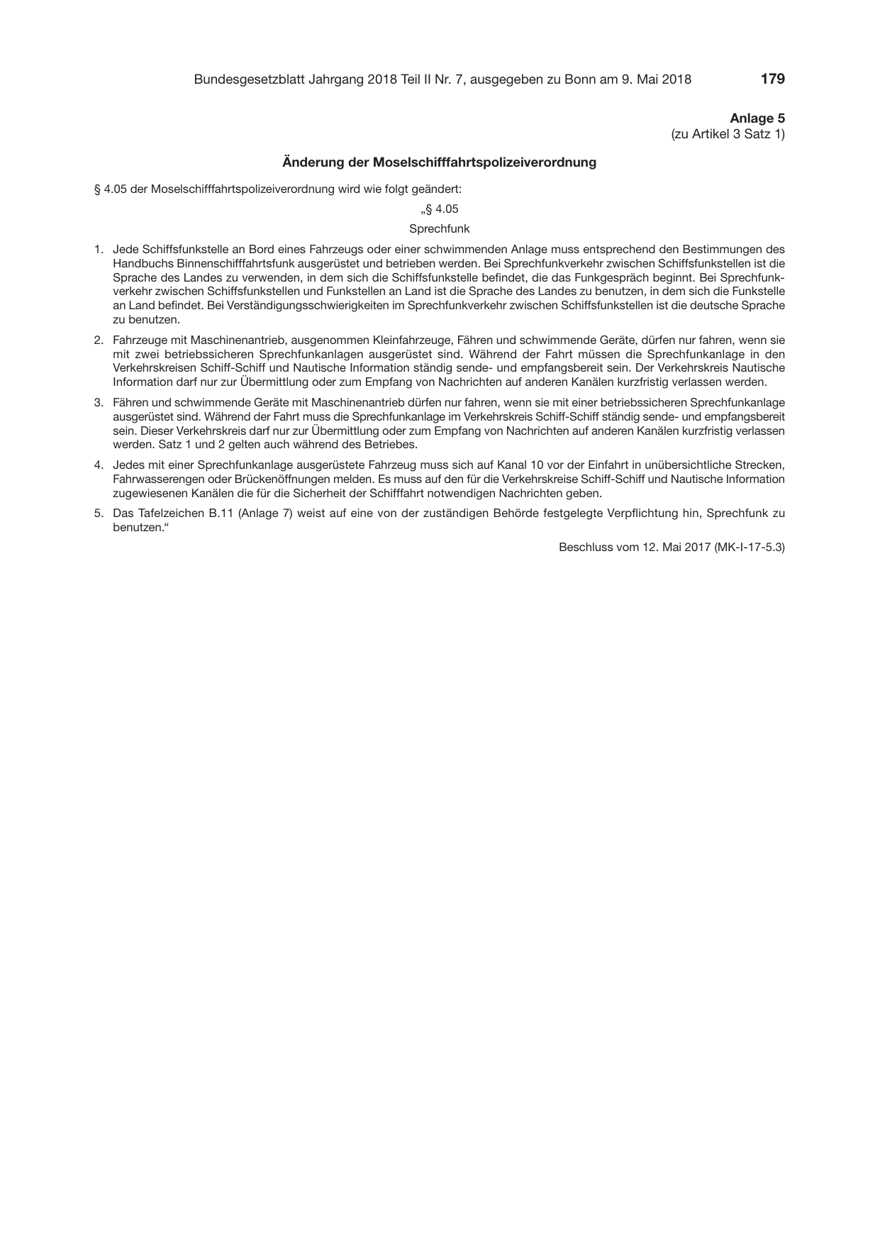 BGBl. 2018, Seite 179 — Originalseite als Abbildung