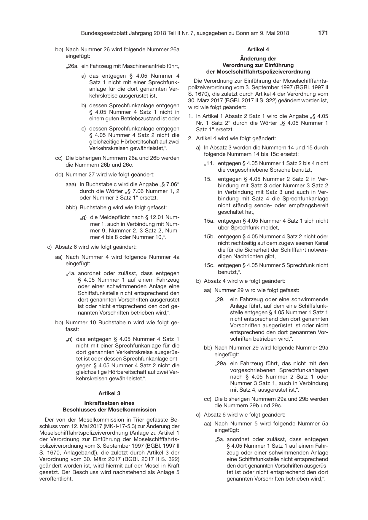 BGBl. 2018, Seite 171 — Originalseite als Abbildung