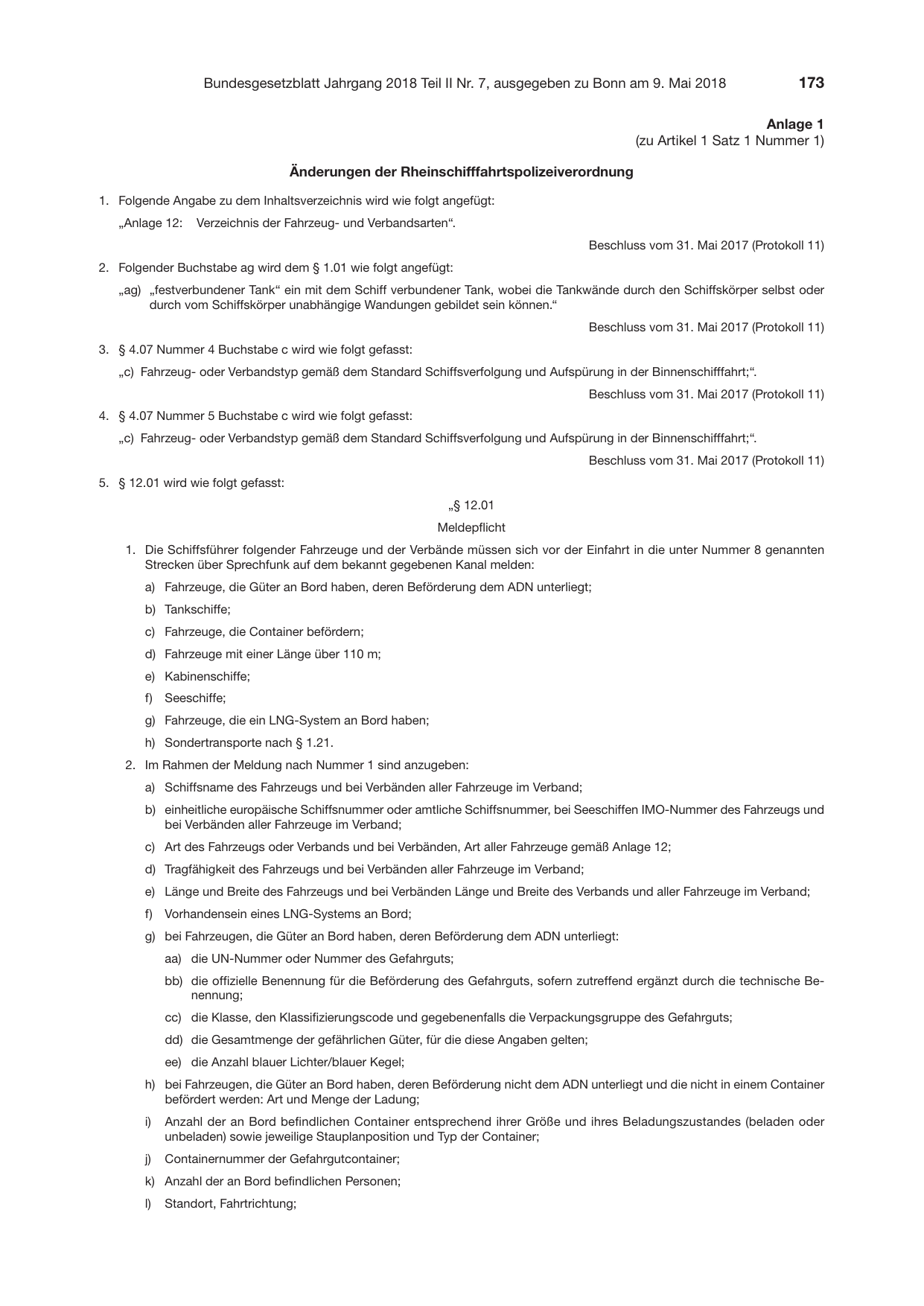 BGBl. 2018, Seite 173 — Originalseite als Abbildung