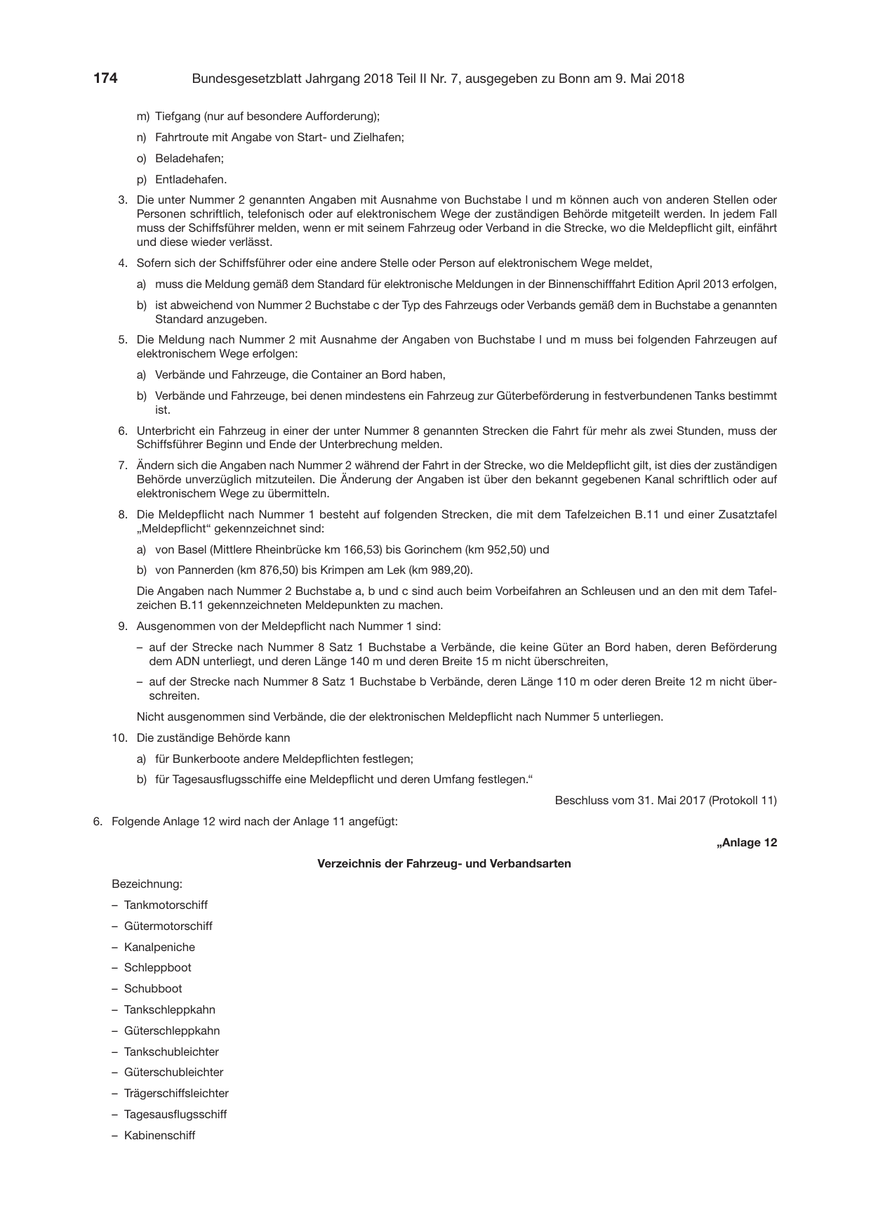 BGBl. 2018, Seite 174 — Originalseite als Abbildung
