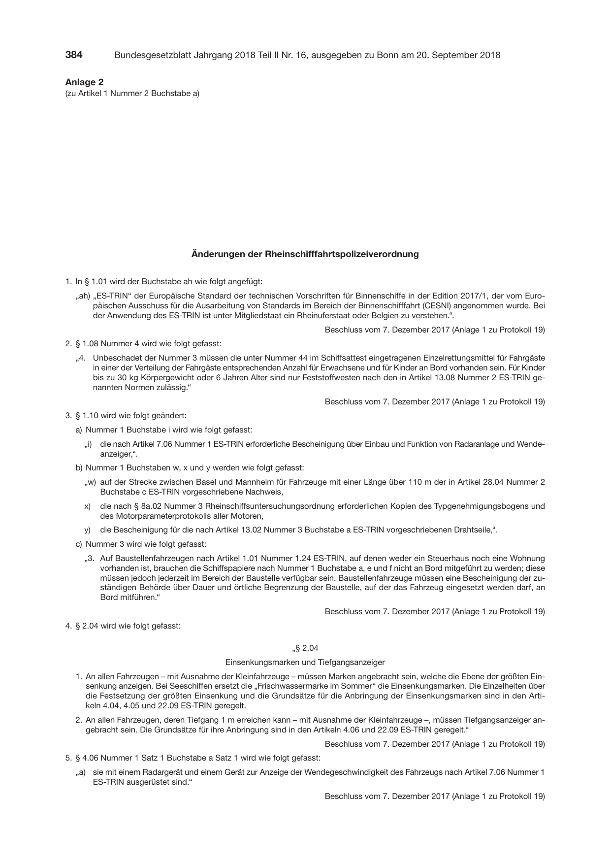 BGBl. 2018, Seite 384 — Originalseite als Abbildung