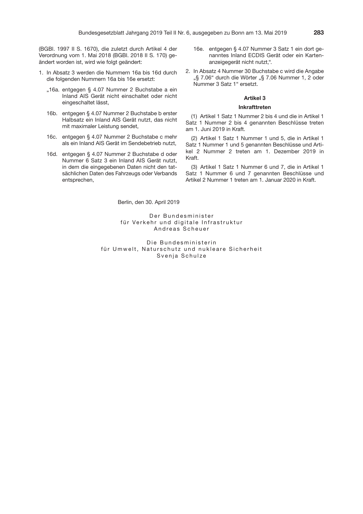 BGBl. 2019, Seite 283 — Originalseite als Abbildung