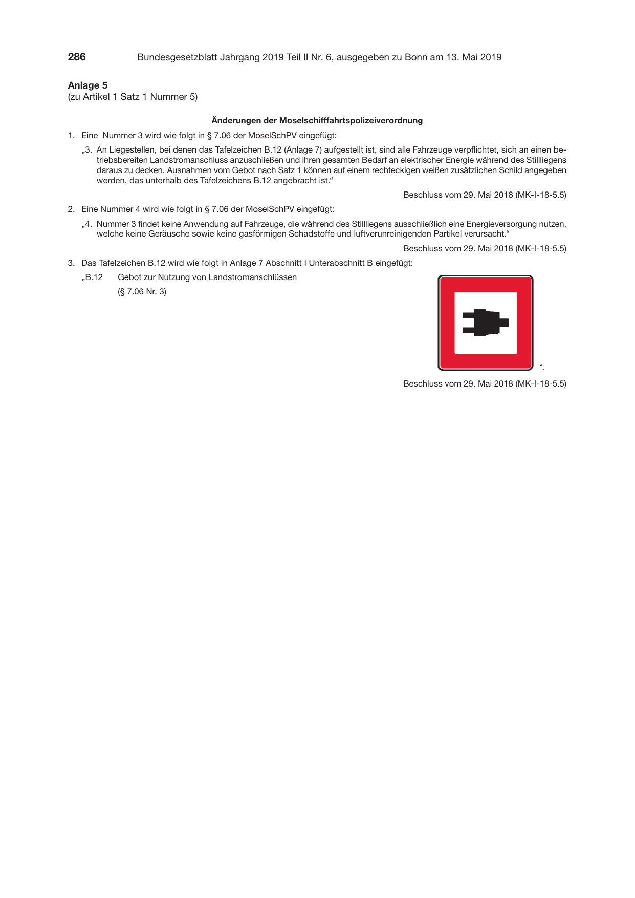 BGBl. 2019, Seite 286 — Originalseite als Abbildung