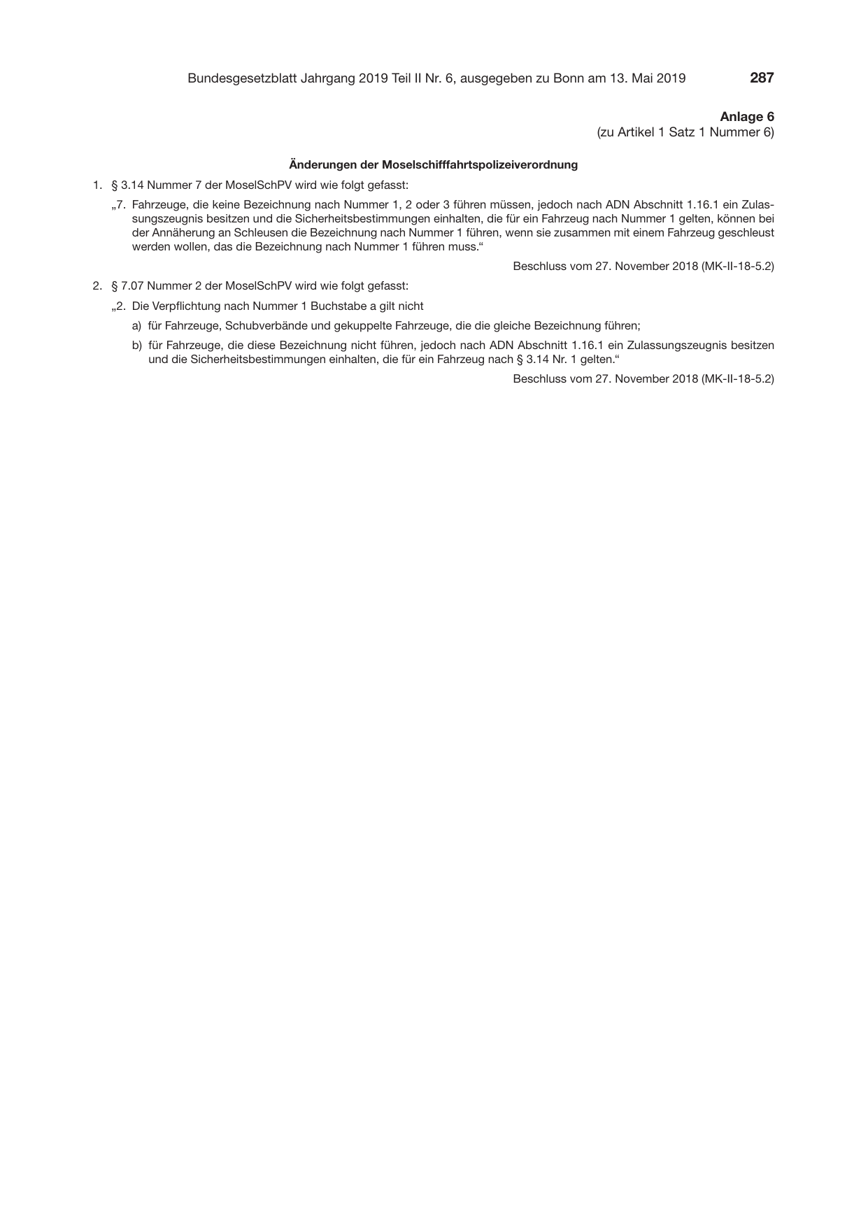 BGBl. 2019, Seite 287 — Originalseite als Abbildung