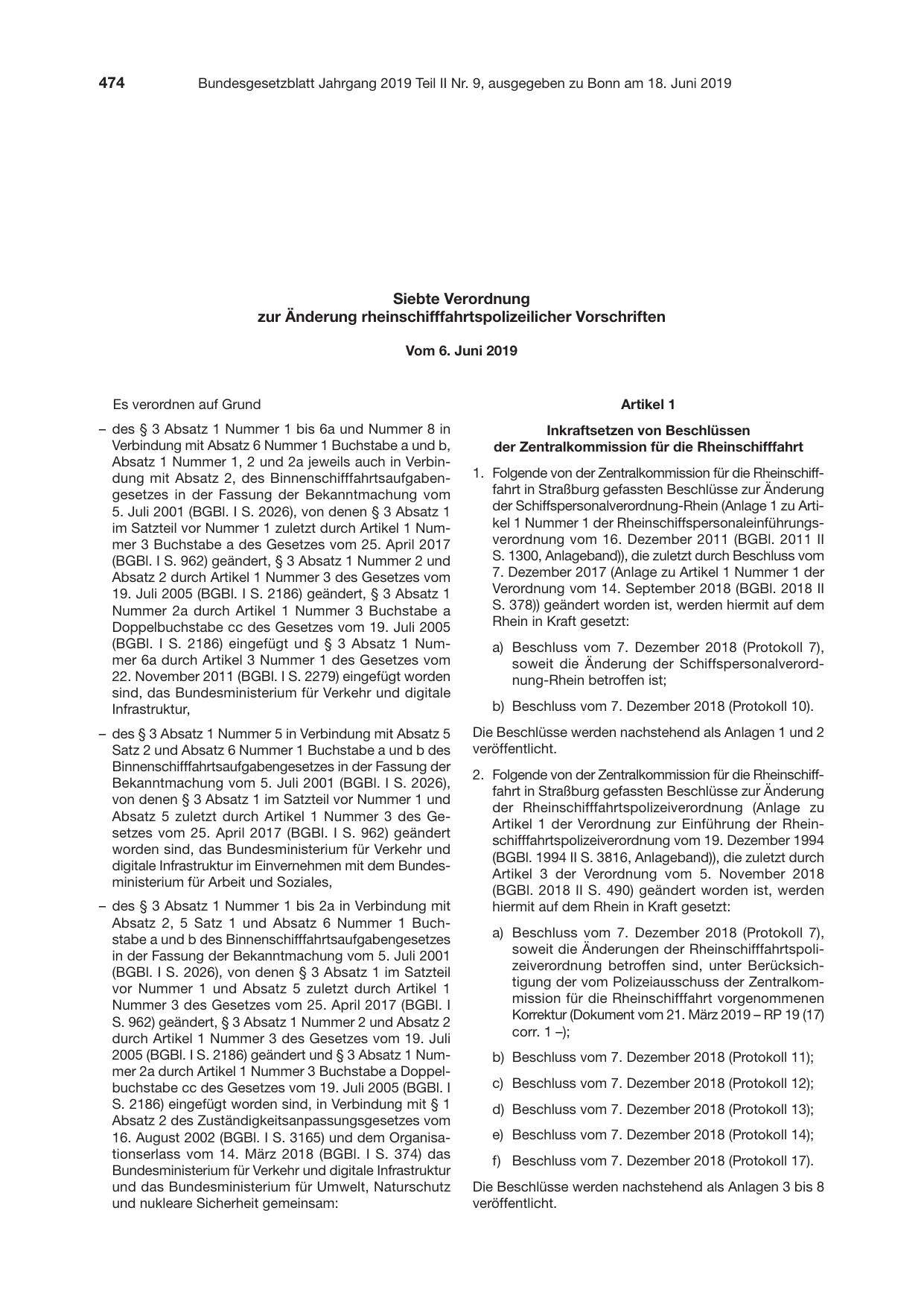 BGBl. 2019, Seite 474 — Originalseite als Abbildung