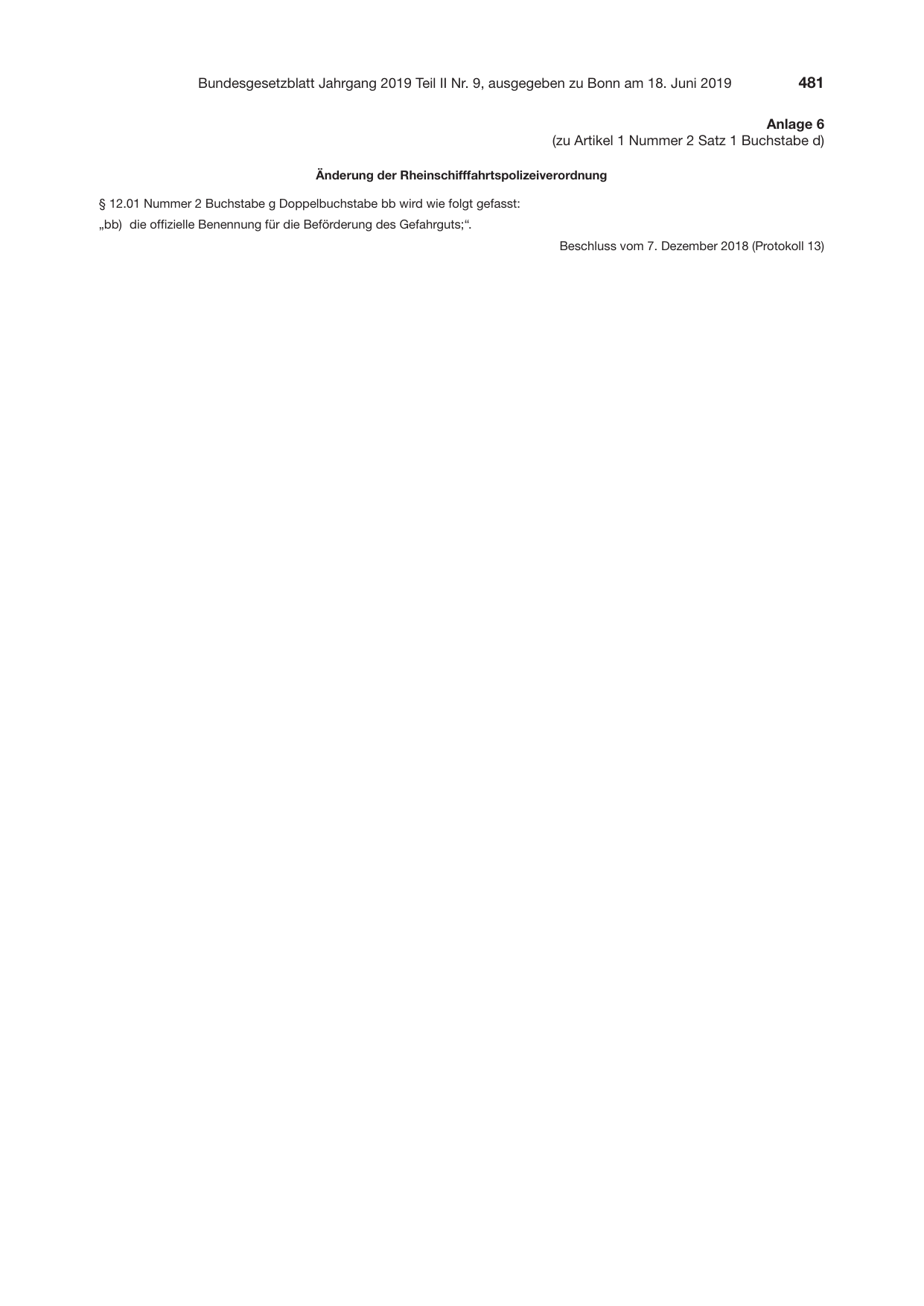 BGBl. 2019, Seite 481 — Originalseite als Abbildung