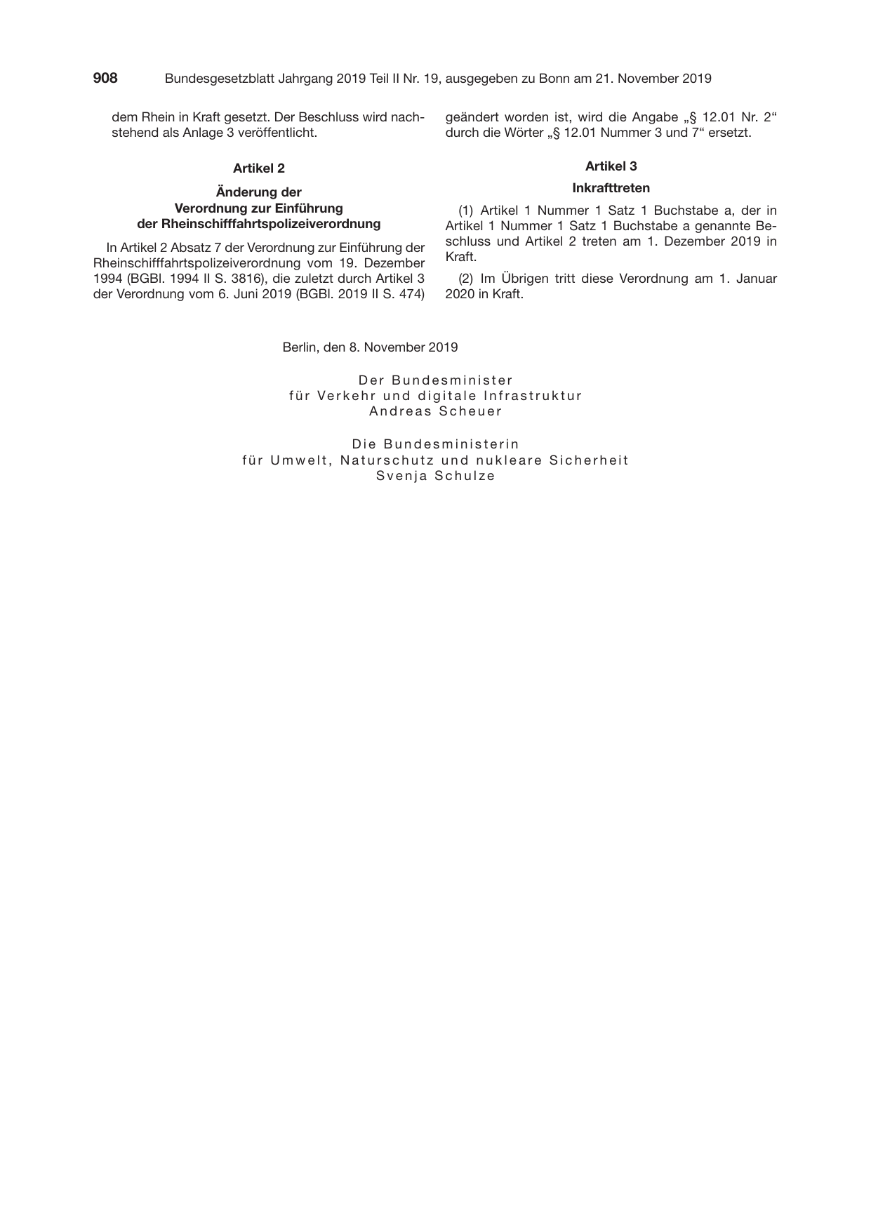 BGBl. 2019, Seite 908 — Originalseite als Abbildung